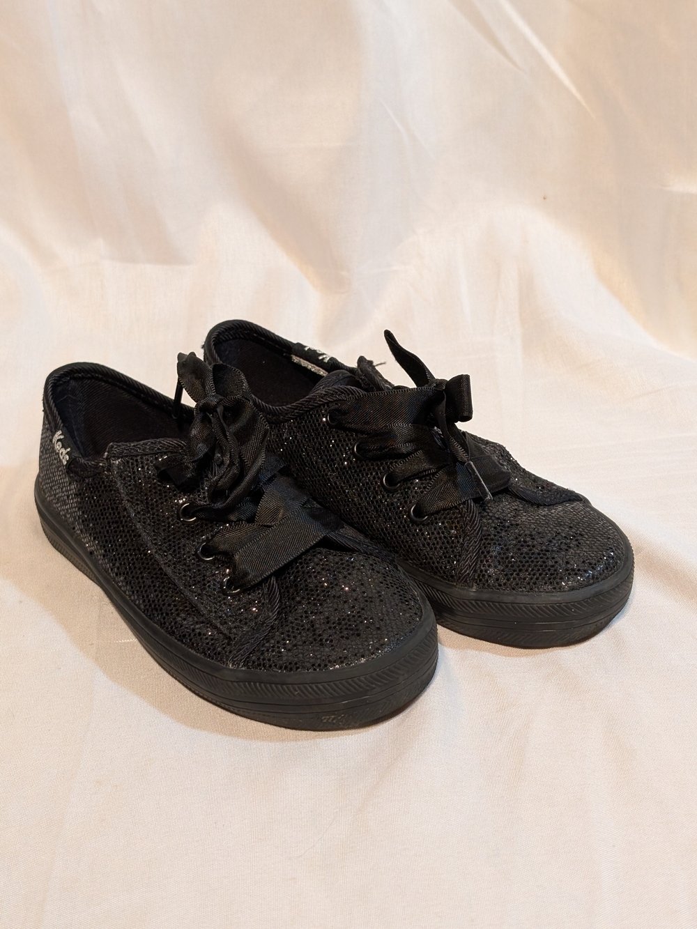 Keds Kids Black Glitter Ribbon Lace Sneakers